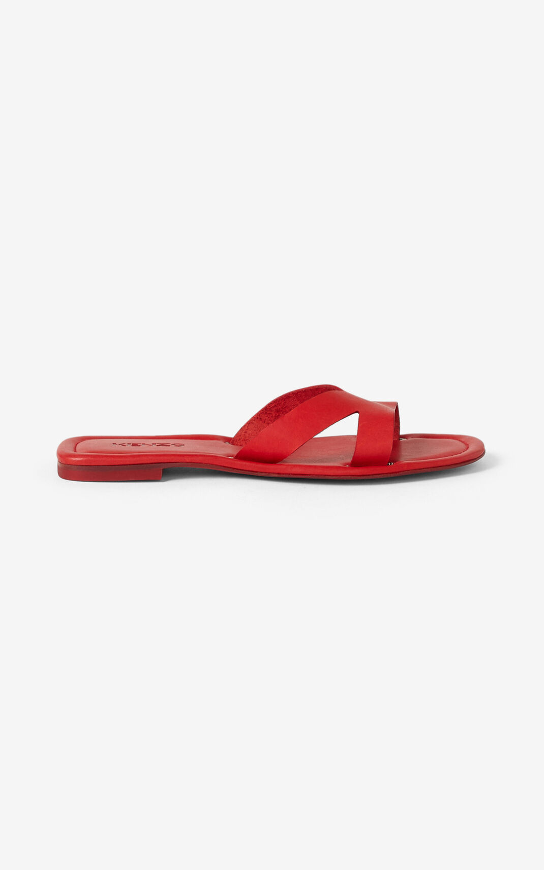 Kenzo OPANKA flat Cuero Pantuflas Mujer Rojas | 8620194-LW